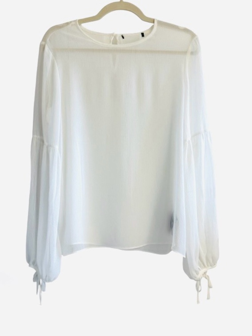 Suzy Shier Sheer White Peasant Top Size Medium